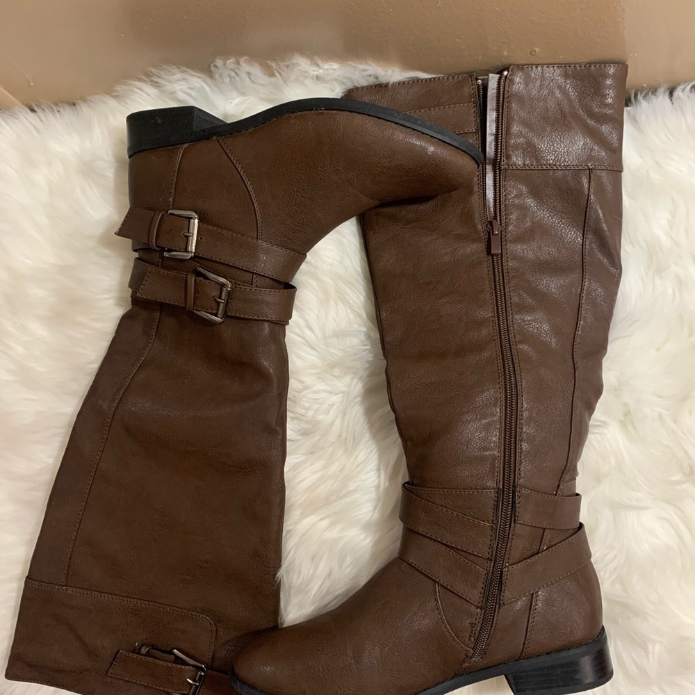 Reneeze Apple Boots Brown Zipper Knee High 8 - Picture 6 of 9